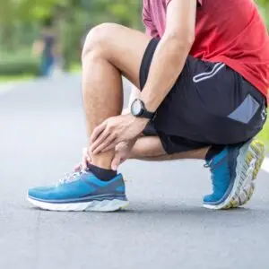 Anatomical view of inflamed Achilles tendon